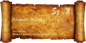 Szendi Milán névjegykártya